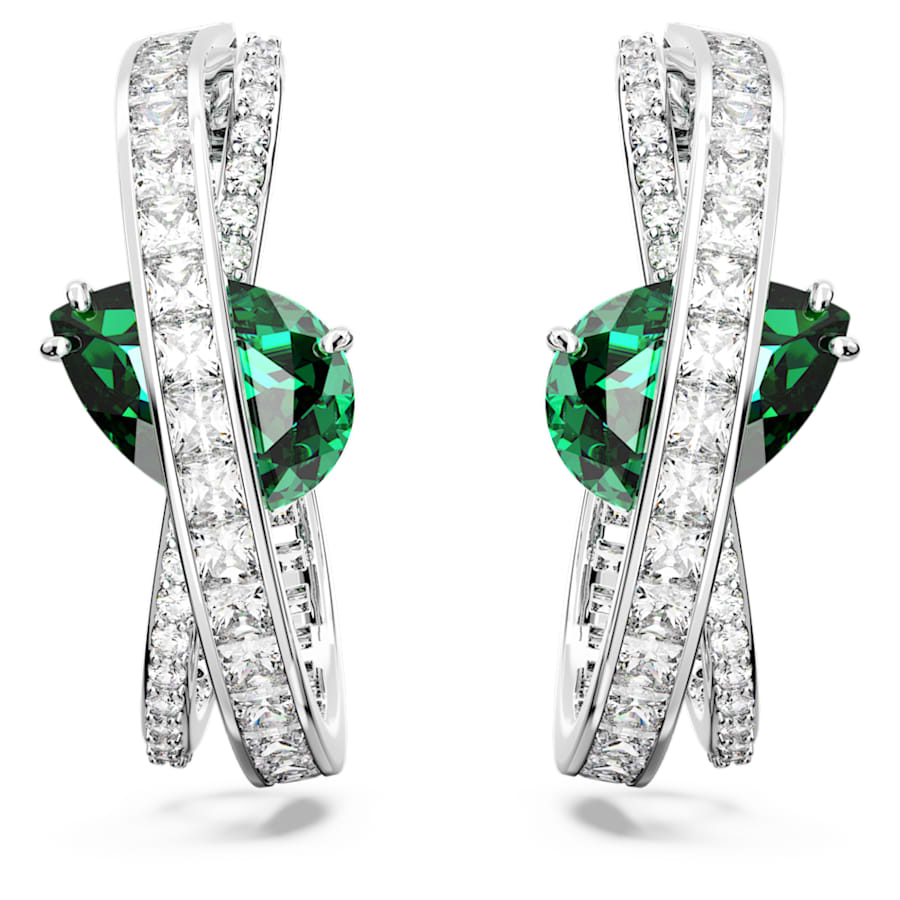 ARETES SWAROVSKI HYPERBOLA TALLAS MIXTAS, VERDE, BAÑO DE RODIO