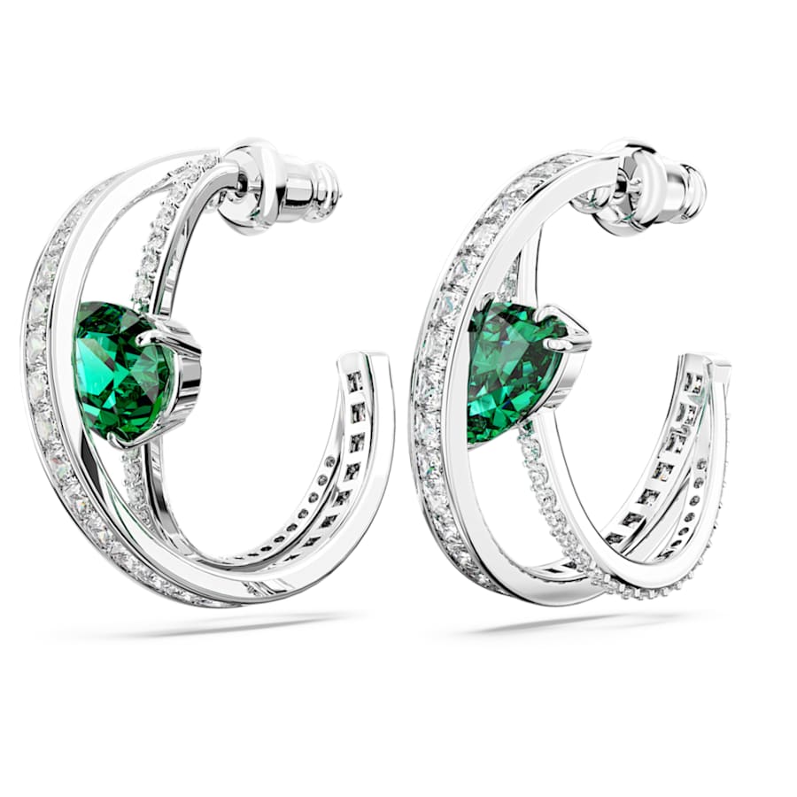 ARETES SWAROVSKI HYPERBOLA TALLAS MIXTAS, VERDE, BAÑO DE RODIO