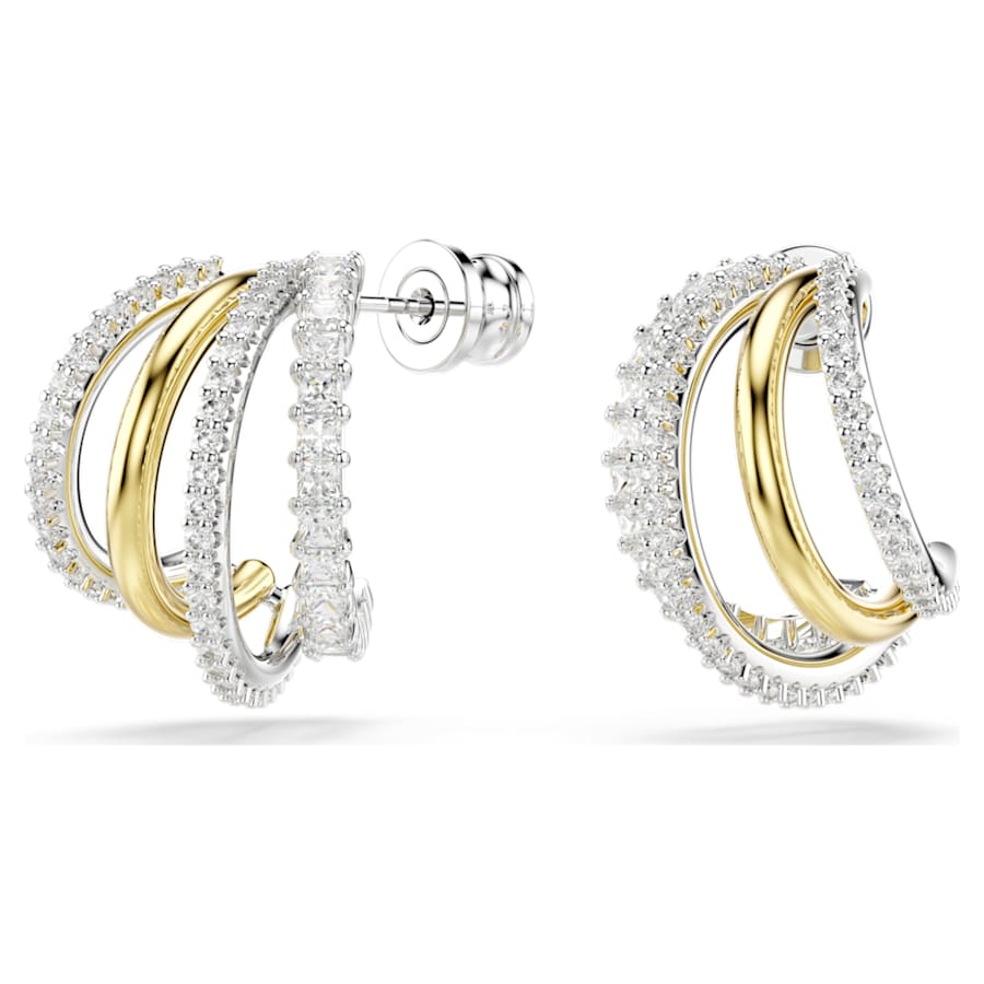 ARETES SWAROVSKI HYPERBOLA TALLAS MIXTAS, MINI, BLANCO, COMBINACICÓN DE ACABADOS METCÁLICOS