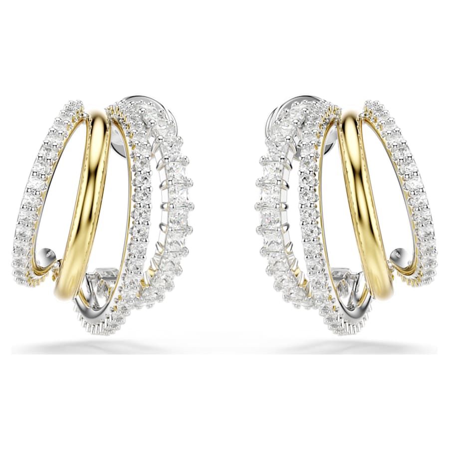 ARETES SWAROVSKI HYPERBOLA TALLAS MIXTAS, MINI, BLANCO, COMBINACICÓN DE ACABADOS METCÁLICOS