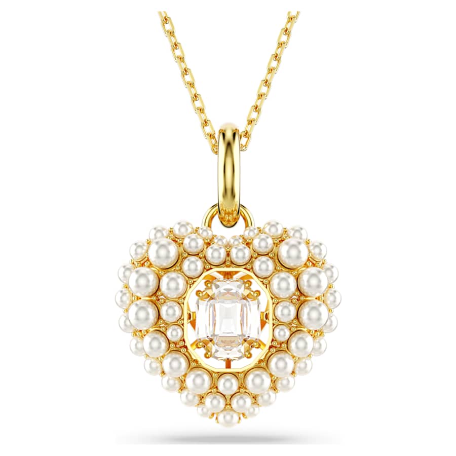 COLLAR SWAROVSKI HYPERBOLA CRYSTAL PEARLS, CORAZCÓN, BLANCO, BAÑO TONO ORO