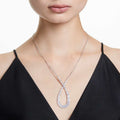 COLLAR SWAROVSKI HYPERBOLA, DISEÑO PENDIENTE LARGO, BLANCO, BAÑO DE RODIO