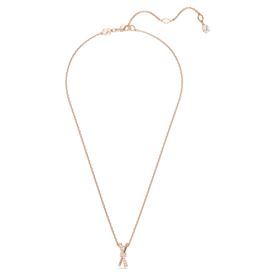 COLLAR SWAROVSKI HYPERBOLA TALLAS MIXTAS, NUDO, BLANCO, BAÑO TONO ORO ROSA