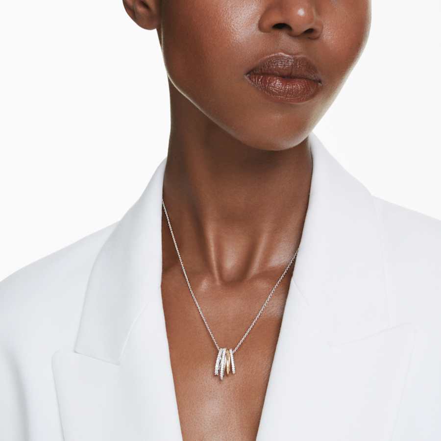 COLLAR SWAROVSKI HYPERBOLA TALLAS MIXTAS, BLANCO, COMBINACICÓN DE ACABADOS METCÁLICOS