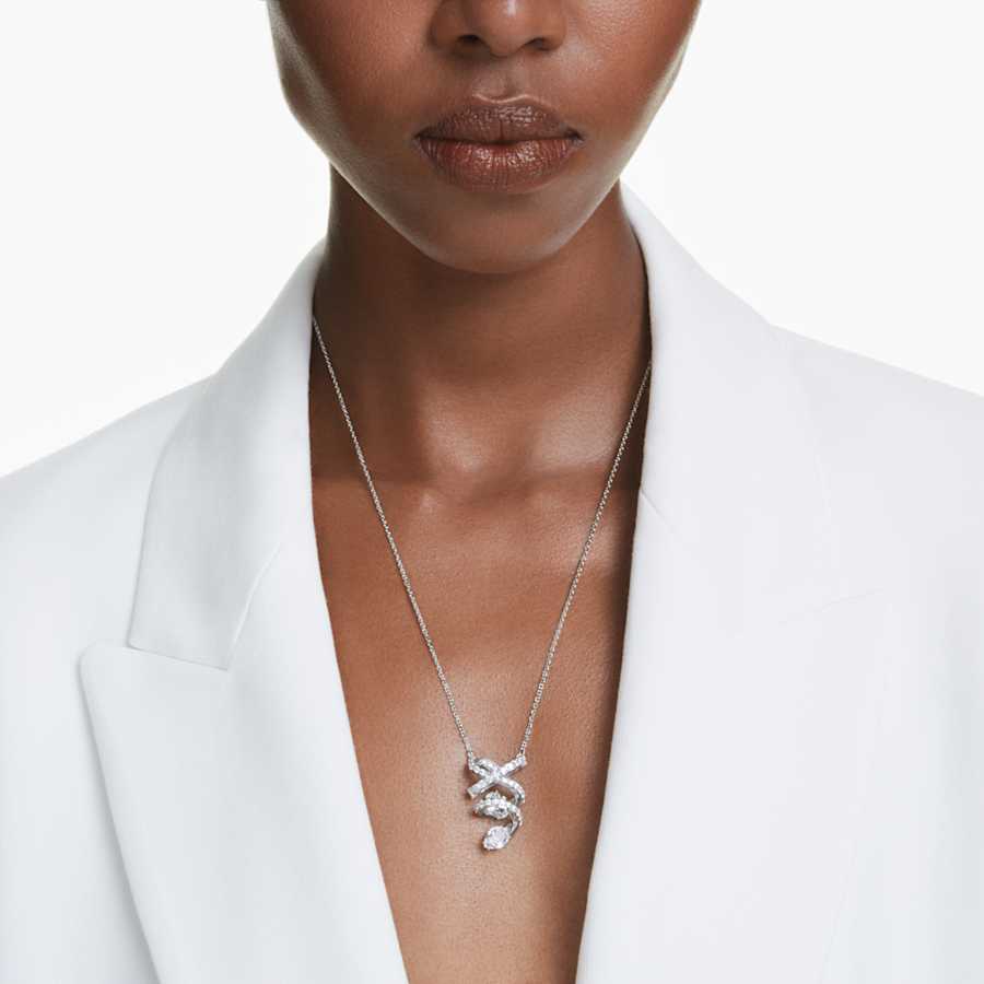 COLLAR SWAROVSKI HYPERBOLA TALLAS MIXTAS, BLANCO, BAÑO DE RODIO