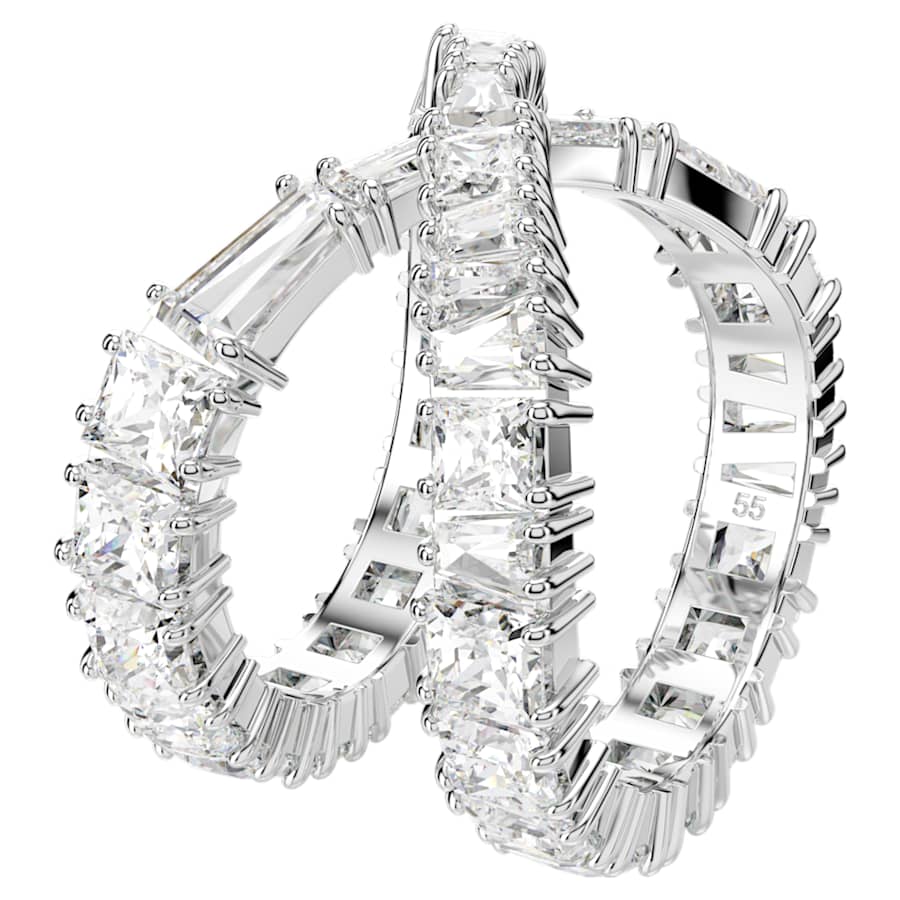 ANILLO SWAROVSKI HYPERBOLA, TALLA REDONDA, BLANCO, BAÑO DE RODIO