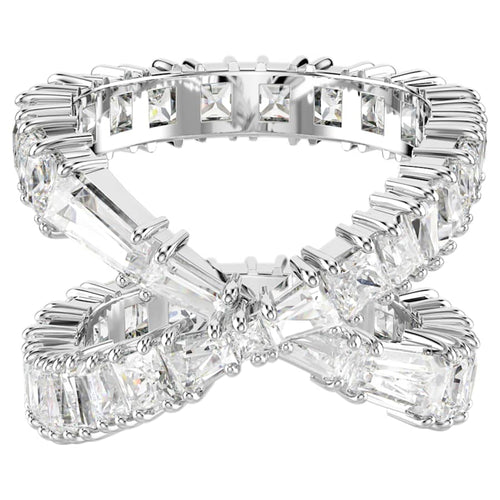 ANILLO SWAROVSKI HYPERBOLA, TALLA REDONDA, BLANCO, BAÑO DE RODIO