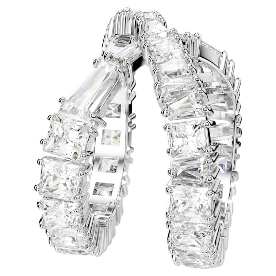 ANILLO SWAROVSKI HYPERBOLA, TALLA REDONDA, BLANCO, BAÑO DE RODIO
