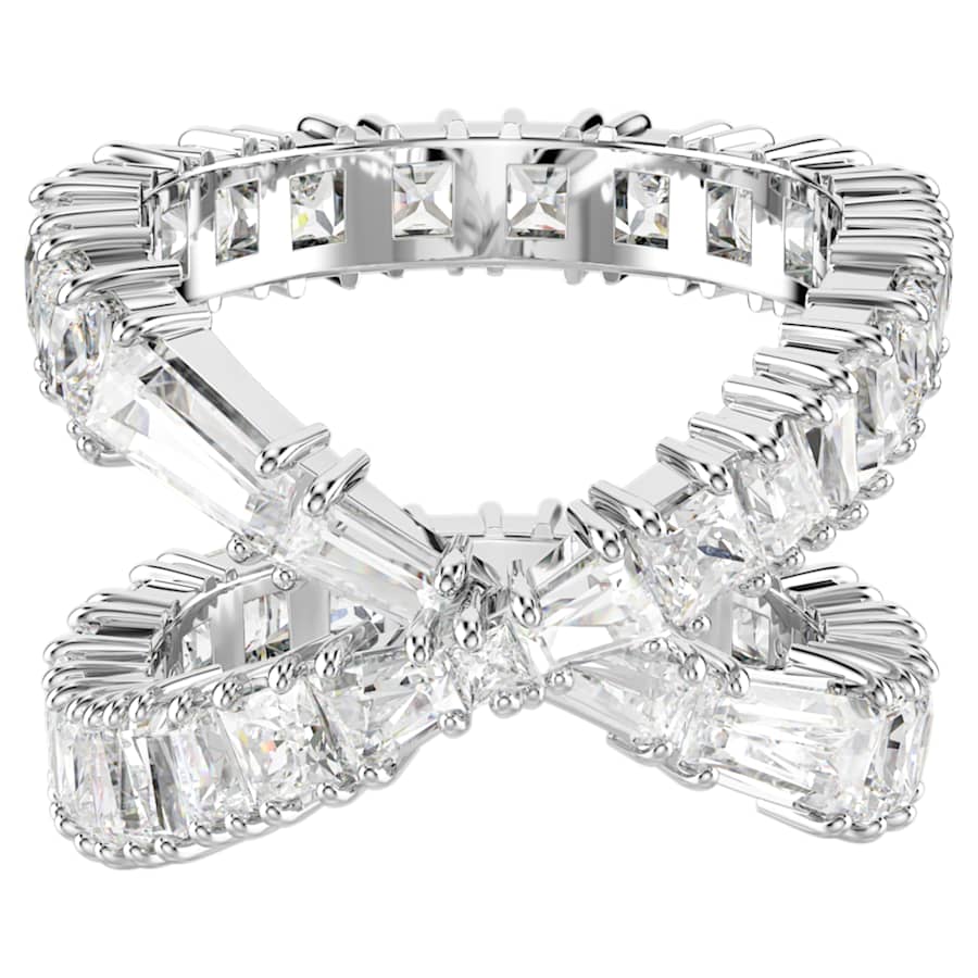 ANILLO SWAROVSKI HYPERBOLA, TALLA REDONDA, BLANCO, BAÑO DE RODIO