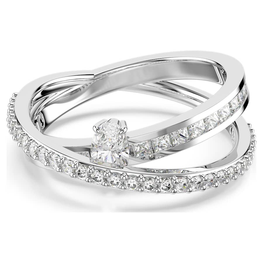 ANILLO SWAROVSKI HYPERBOLA TALLAS MIXTAS, BLANCO, BAÑO DE RODIO, TALLA 55