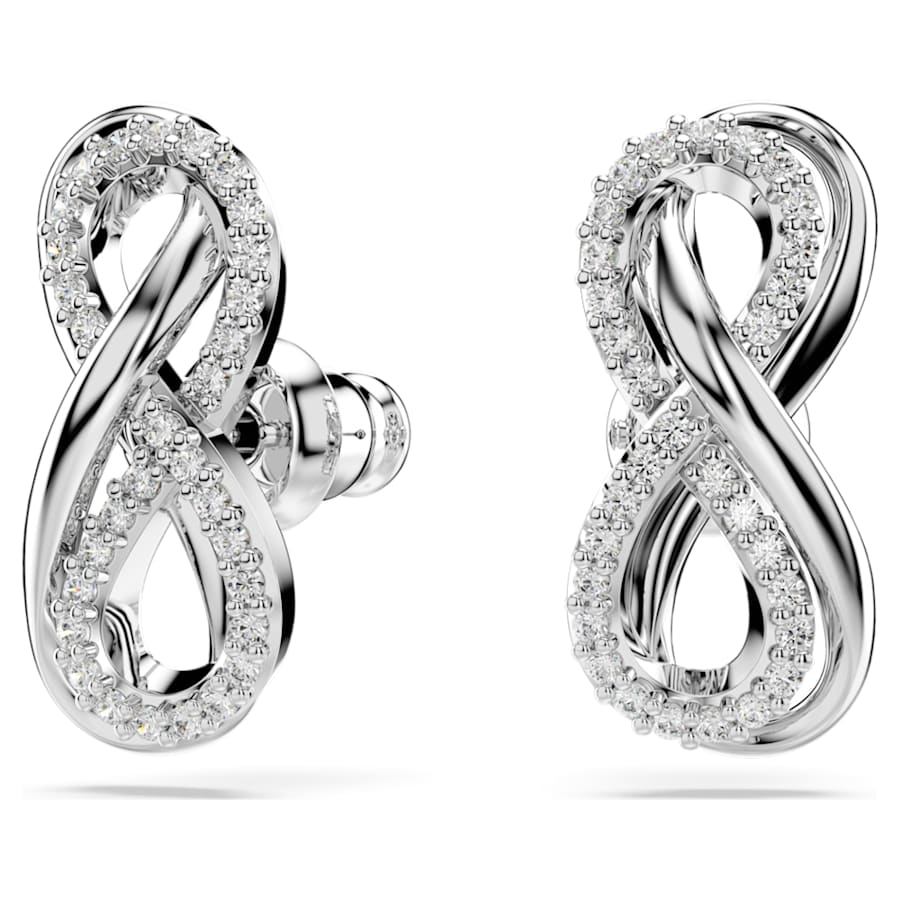 ARETES SWAROVSKI HYPERBOLA, DISEÑO PAVE, BLANCO, BAÑO DE RODIO