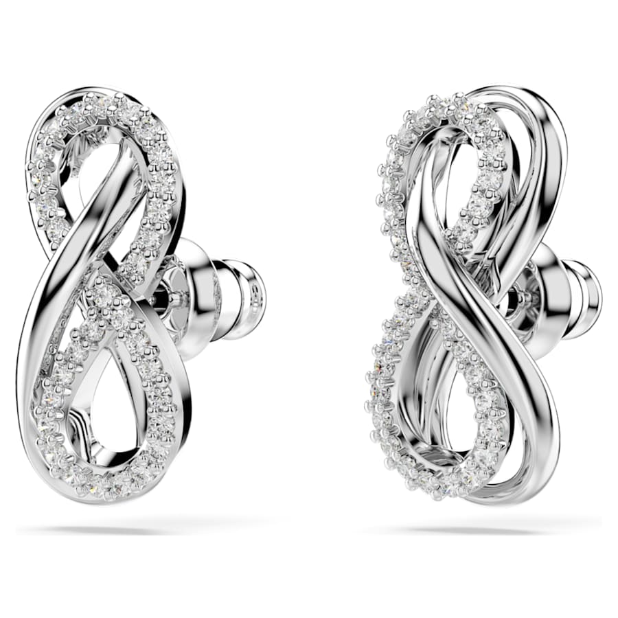 ARETES SWAROVSKI HYPERBOLA, DISEÑO PAVE, BLANCO, BAÑO DE RODIO
