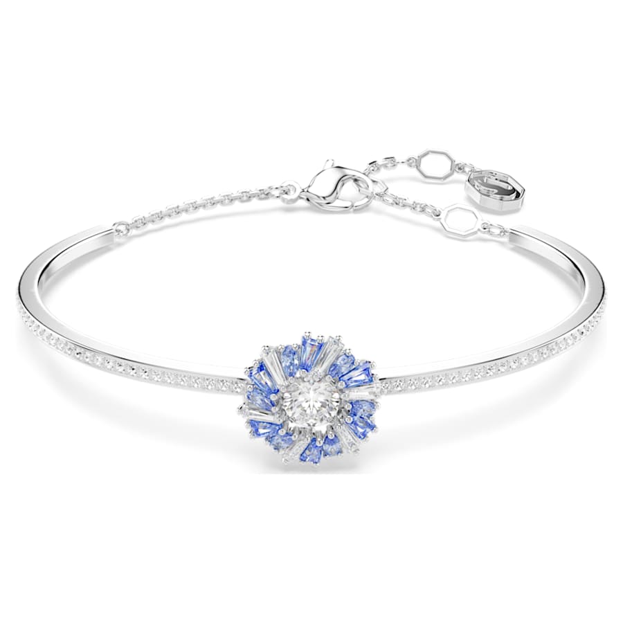 PULSERA SWAROVSKI IDYLLIA FLOR, AZUL, BAÑO DE RODIO, TALLA M