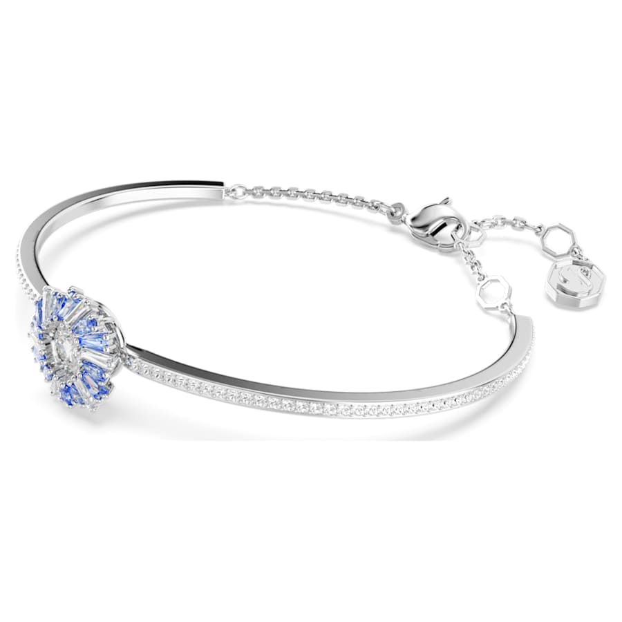 PULSERA SWAROVSKI IDYLLIA FLOR, AZUL, BAÑO DE RODIO, TALLA M