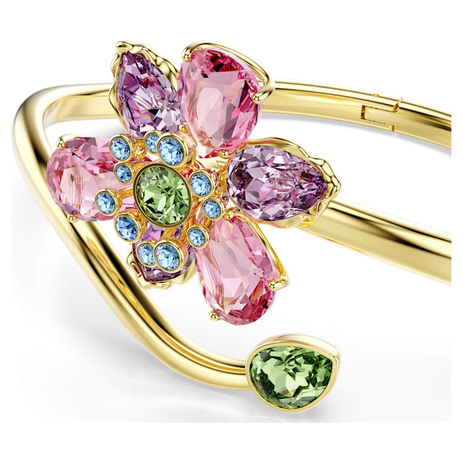 PULSERA SWAROVSKI IDYLLIA TALLAS MIXTAS, FLOR, MULTICOLOR, BAÑO TONO ORO, TALLA M