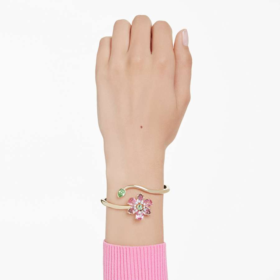 PULSERA SWAROVSKI IDYLLIA TALLAS MIXTAS, FLOR, MULTICOLOR, BAÑO TONO ORO, TALLA M