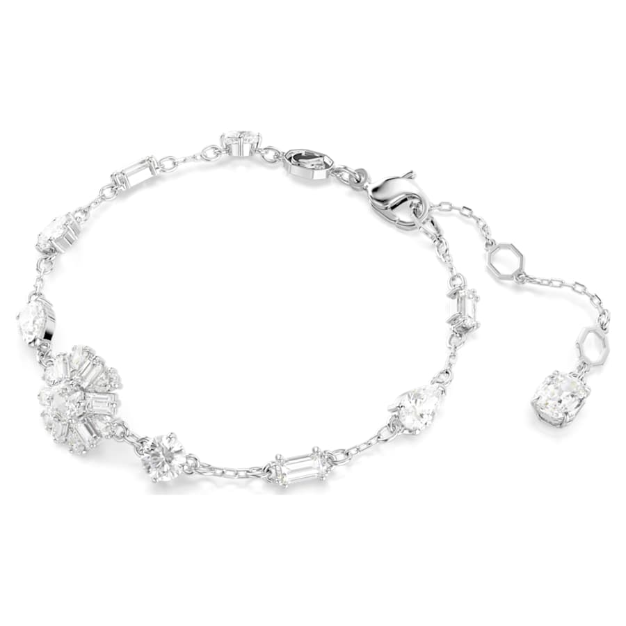 PULSERA SWAROVSKI IDYLLIA TALLAS MIXTAS, COPO DE NIEVE, BLANCA, BAÑO DE RODIO, TALLA M