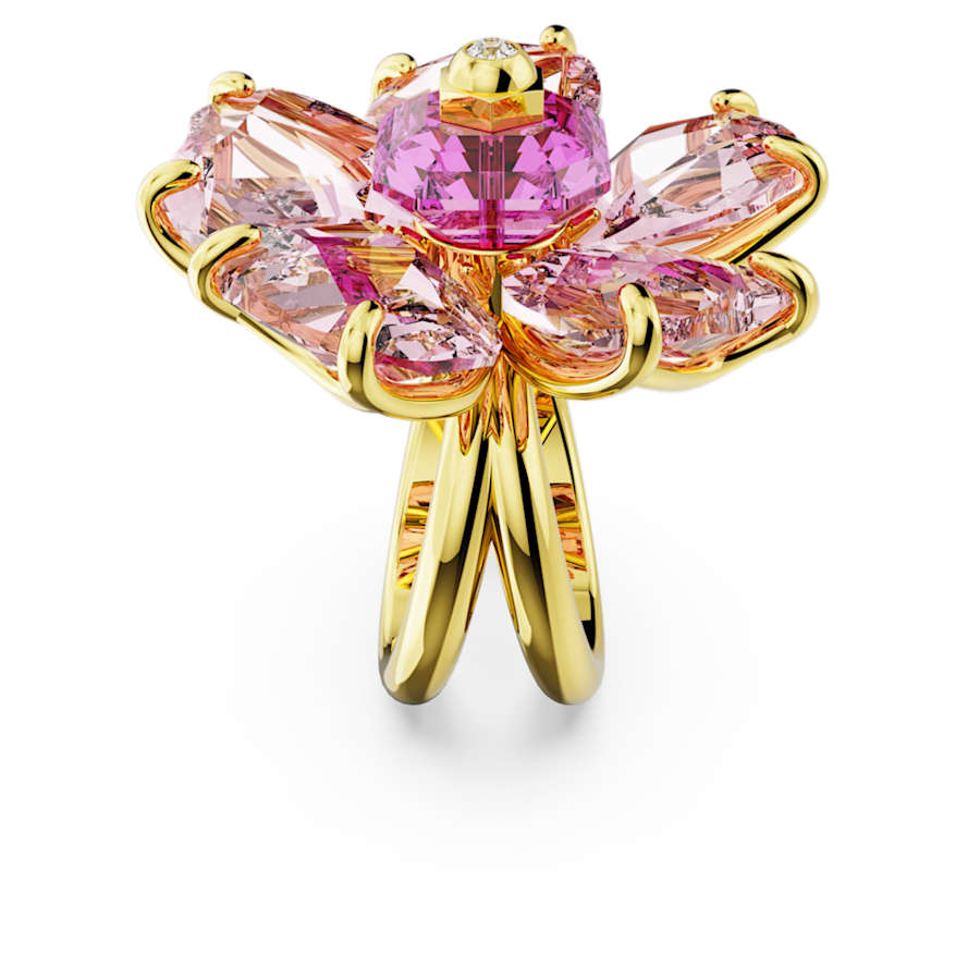 ANILLO SWAROVSKI  IDYLLIA FLOR, ROSA, BAÑO TONO ORO, TALLA 58
