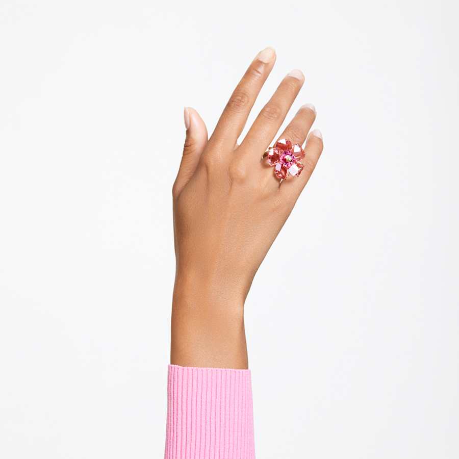 ANILLO SWAROVSKI IDYLLIA FLOR, ROSA, BAÑO TONO ORO, TALLA 58