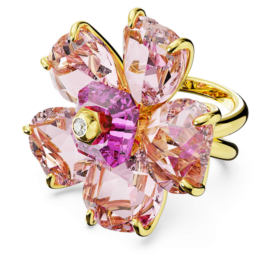 ANILLO SWAROVSKI IDYLLIA FLOR, ROSA, BAÑO TONO ORO, TALLA 58