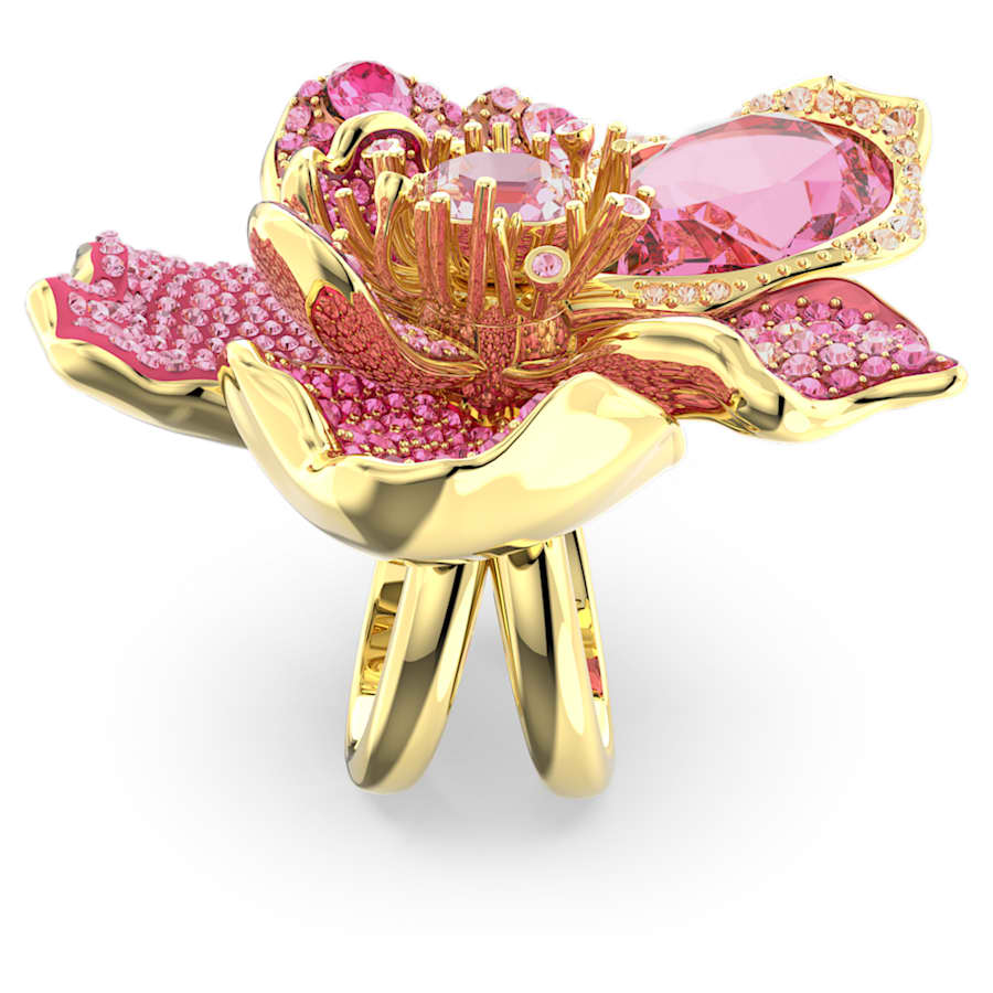 ANILLO SWAROVSKI FLORERE, BLANCO, BAÑO TONO ORO