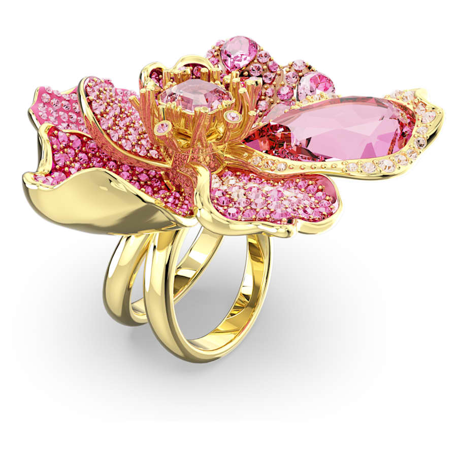 ANILLO SWAROVSKI FLORERE, BLANCO, BAÑO TONO ORO