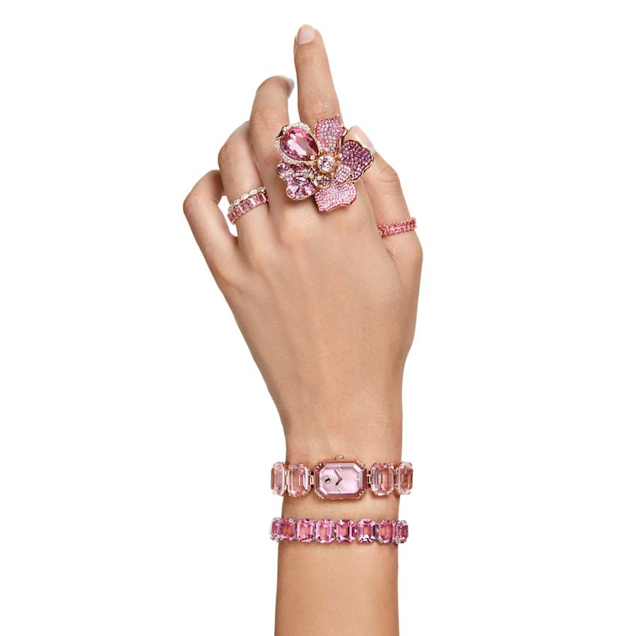 ANILLO SWAROVSKI FLORERE, BLANCO, BAÑO TONO ORO