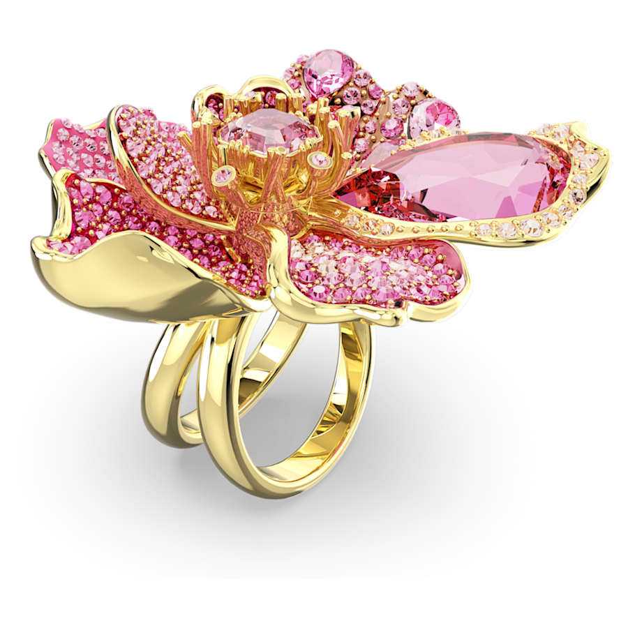 ANILLO SWAROVSKI FLORERE, BLANCO, BAÑO TONO ORO
