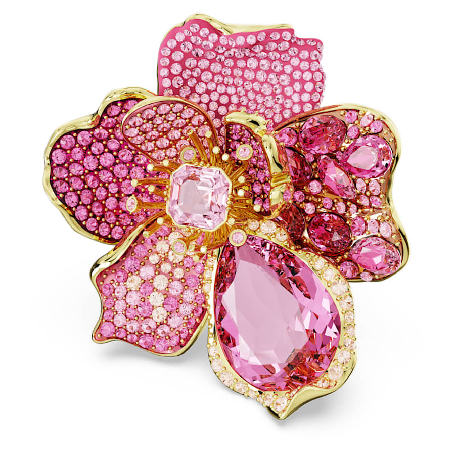 ANILLO SWAROVSKI FLORERE, BLANCO, BAÑO TONO ORO