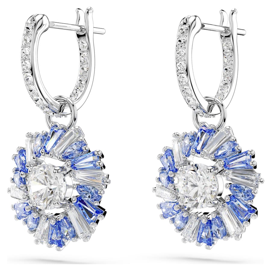 ARETES SWAROVSKI IDYLLIA TALLAS MIXTAS, FLOR, AZULES, BAÑO DE RODIO