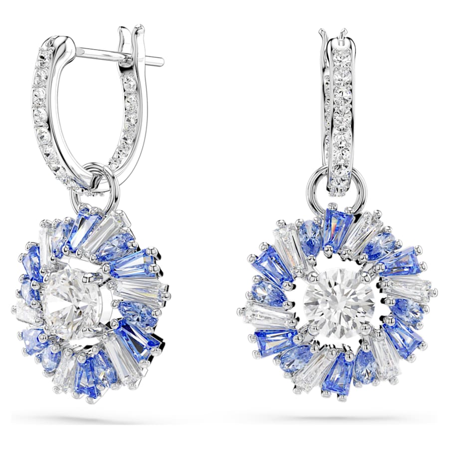 ARETES SWAROVSKI IDYLLIA TALLAS MIXTAS, FLOR, AZULES, BAÑO DE RODIO