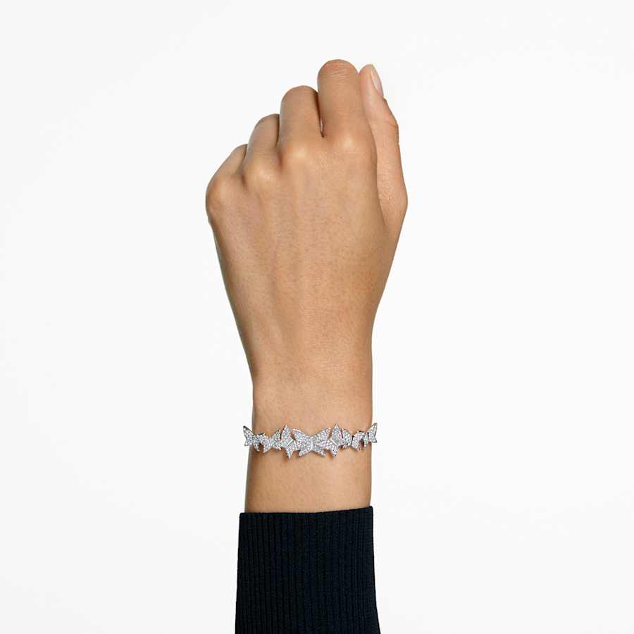 PULSERA SWAROVSKI IDYLLIA LILIA MARIPOSA, BLANCA, BAÑO DE RODIO