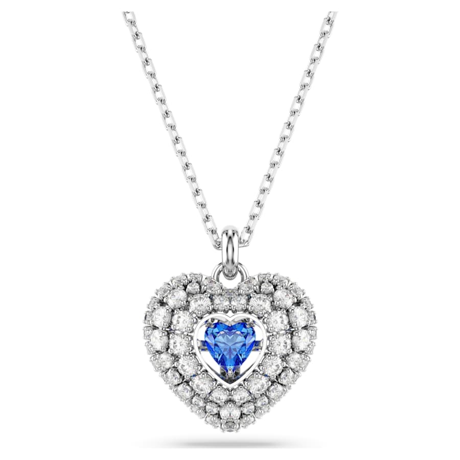 COLLAR SWAROVSKI HYPERBOLA CORAZCÓN, AZUL, BAÑO DE RODIO