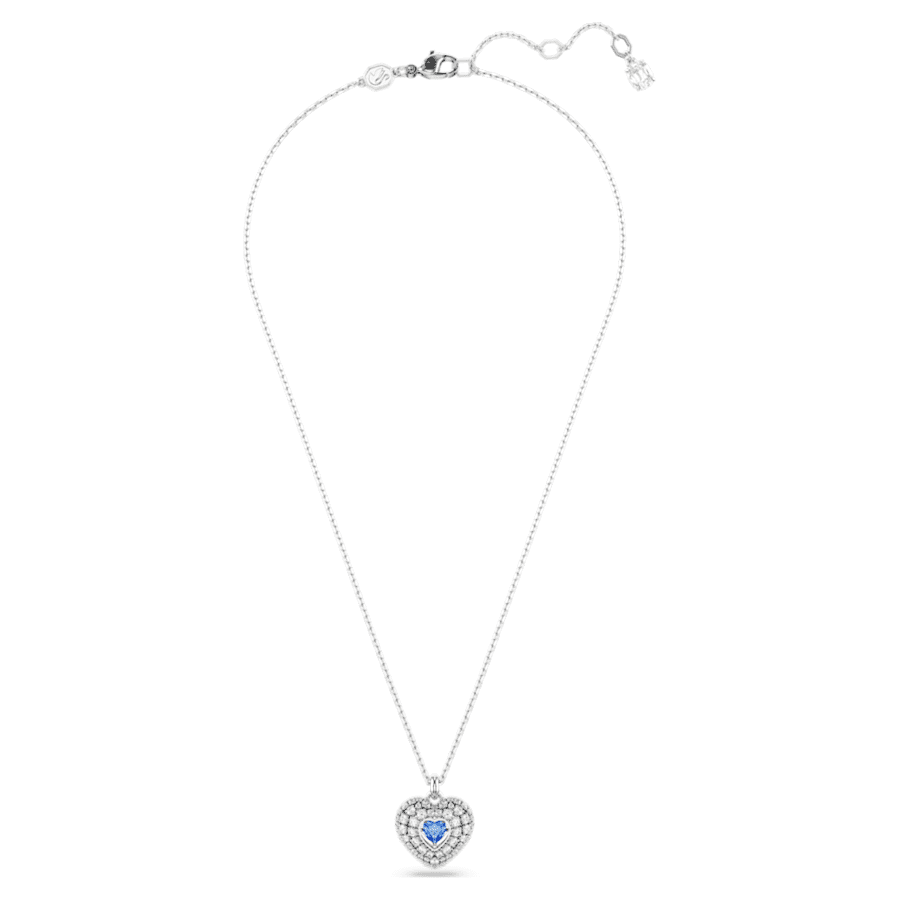 COLLAR SWAROVSKI HYPERBOLA CORAZCÓN, AZUL, BAÑO DE RODIO