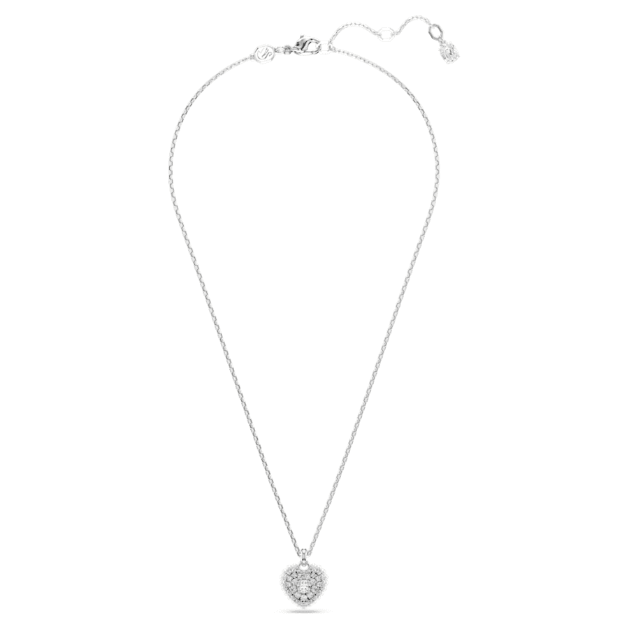 COLLAR SWAROVSKI HYPERBOLA CORAZCÓN, BLANCO, BAÑO DE RODIO