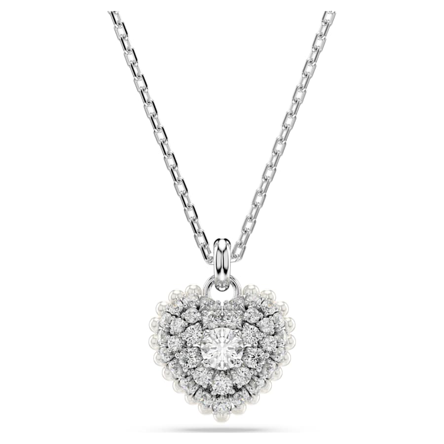 COLLAR SWAROVSKI HYPERBOLA CORAZCÓN, BLANCO, BAÑO DE RODIO