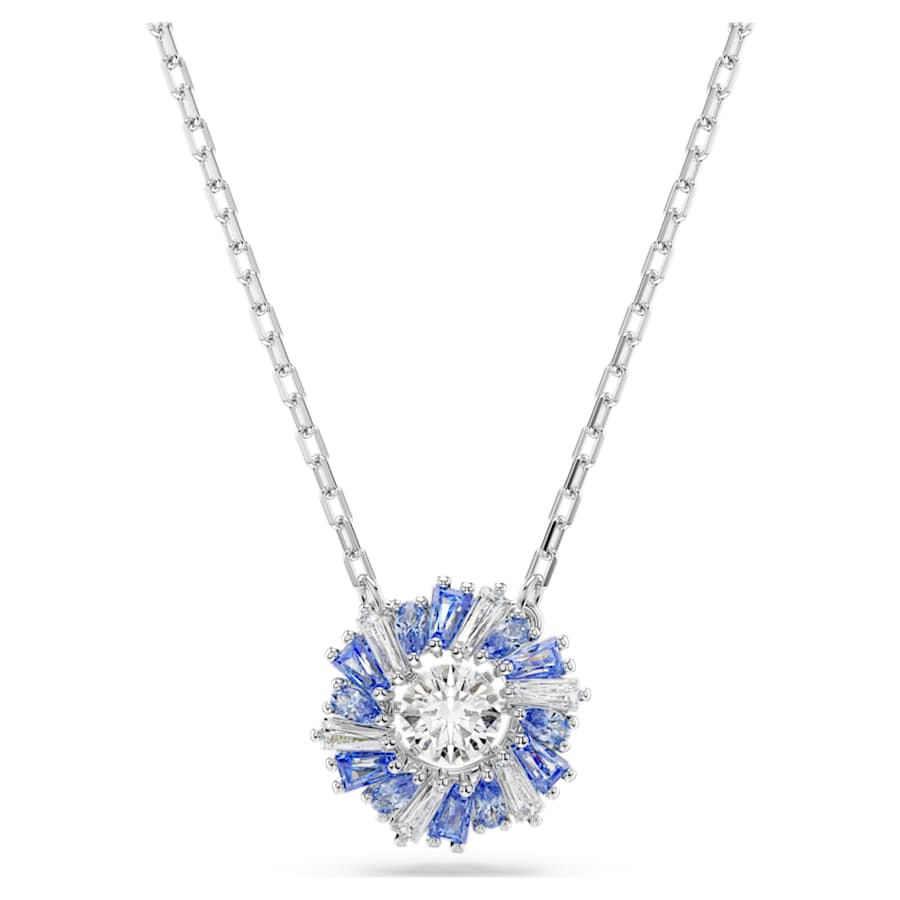COLLAR SWAROVSKI IDYLLIA TALLAS MIXTAS, FLOR, AZUL, BAÑO DE RODIO