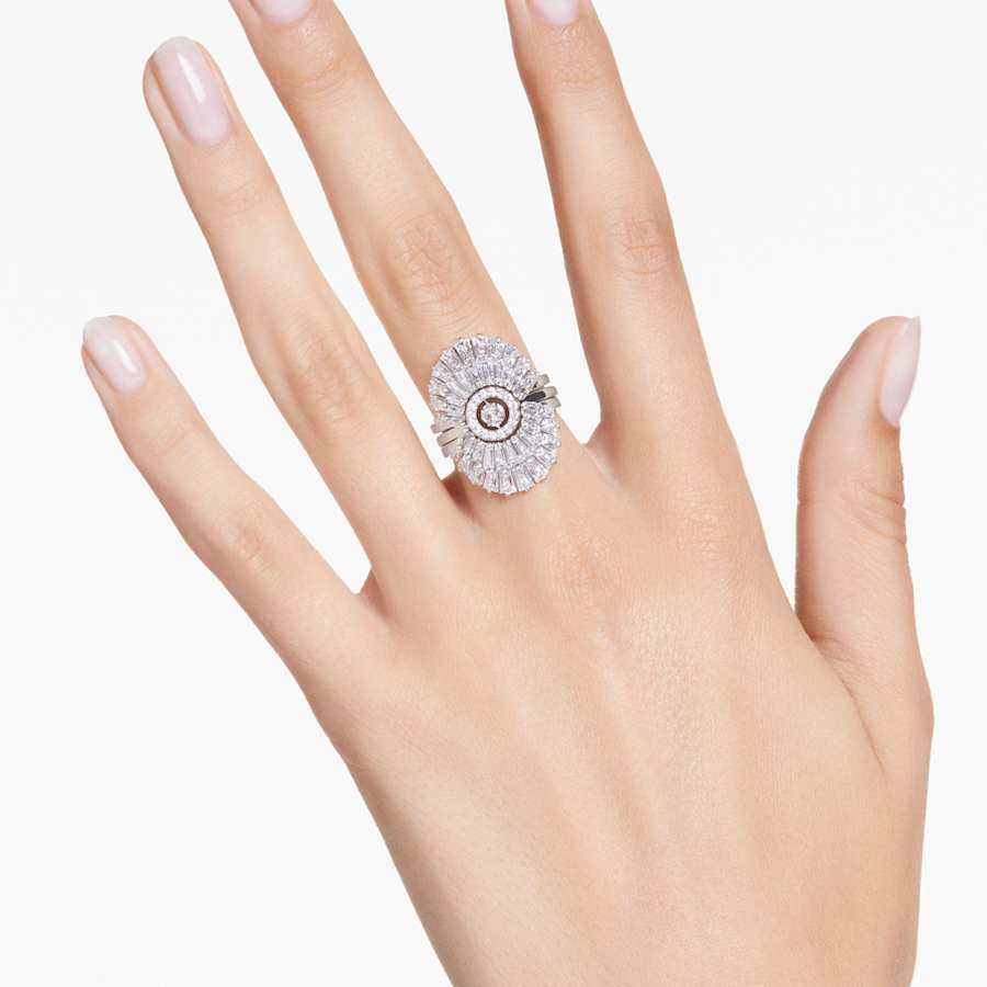 ANILLO SWAROVSKI IDYLLIA CONJUNTO (3), TALLAS MIXTAS, CONCHA DE MAR, BLANCO, BAÑO DE RODIO