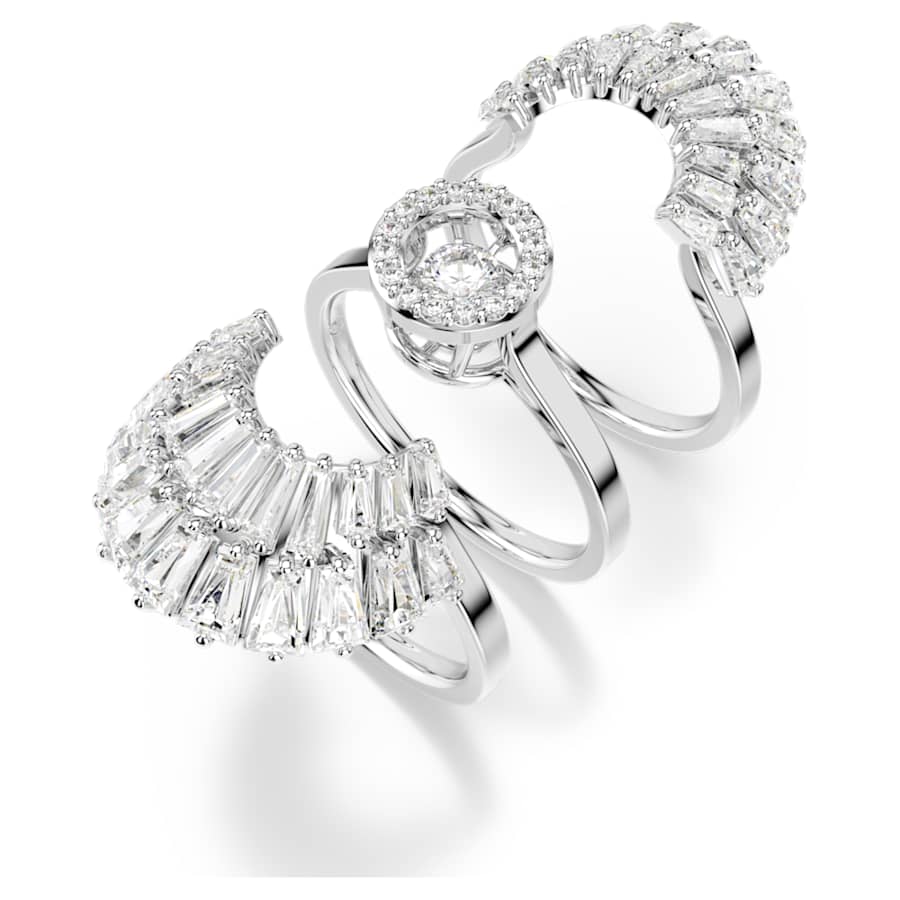 ANILLO SWAROVSKI IDYLLIA CONJUNTO (3), TALLAS MIXTAS, CONCHA DE MAR, BLANCO, BAÑO DE RODIO