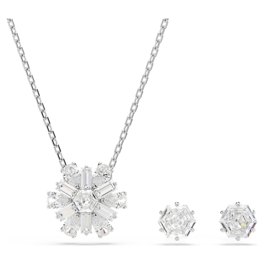 SET SWAROVSKISWAROVSKI IDYLLIA TALLAS MIXTAS, COPO DE NIEVE, BLANCO, BAÑO DE RODIO