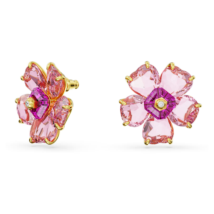 ARETES SWAROVSKI IDYLLIA FLOR, ROSAS, BAÑO TONO ORO