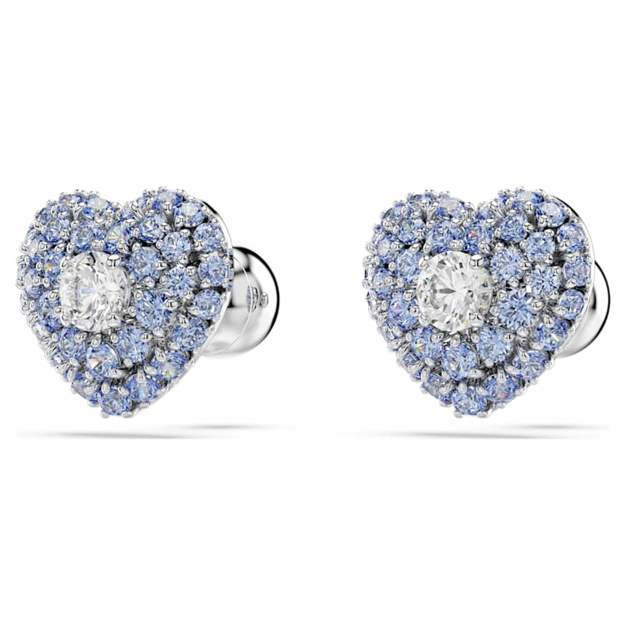ARETES SWAROVSKI IDYLLIA CORAZCÓN, AZULES, BAÑO DE RODIO