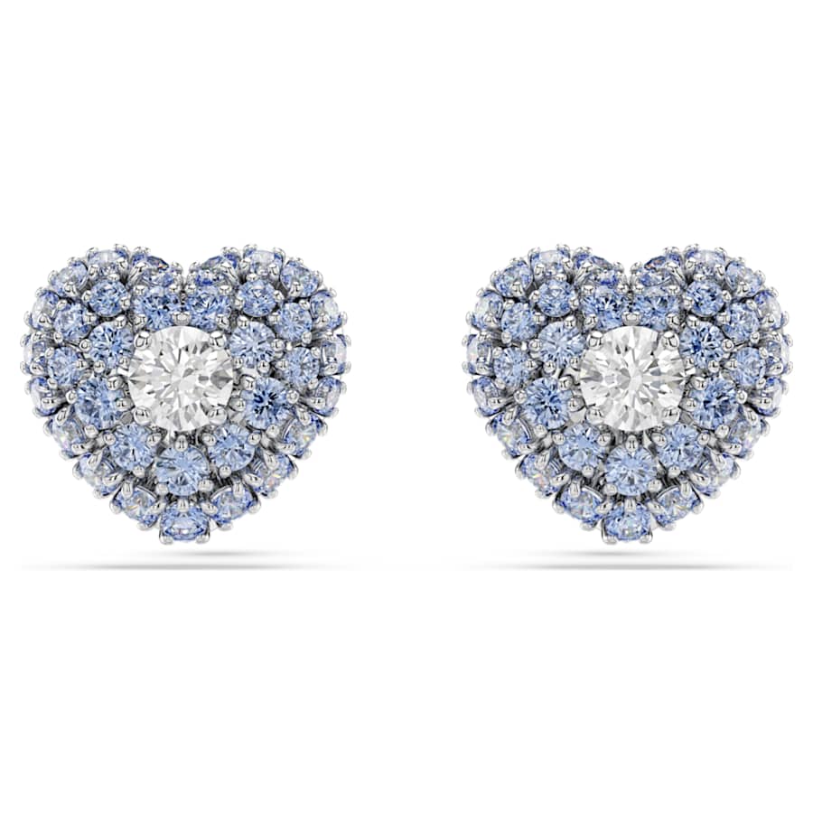 ARETES SWAROVSKI IDYLLIA CORAZCÓN, AZULES, BAÑO DE RODIO