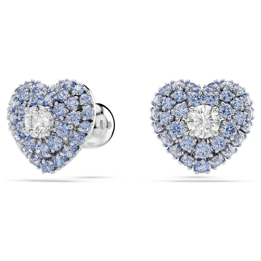 ARETES SWAROVSKI IDYLLIA CORAZCÓN, AZULES, BAÑO DE RODIO