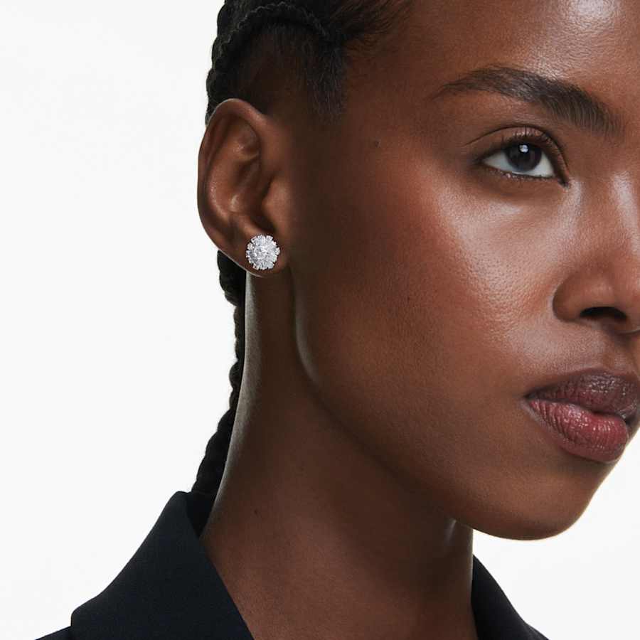 ARETES SWAROVSKI  IDYLLIA TALLAS MIXTAS, COPO DE NIEVE, BLANCO, BAÑO DE RODIO