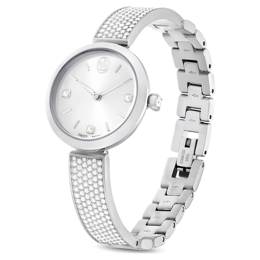 RELOJ SWAROVSKI ILLUMINA BRAZALETE DE ACERO INOXIDABLE, ESFERA BLANCA, MOVIMIENTO CUARZO, CAJA 27 MM, MUJER