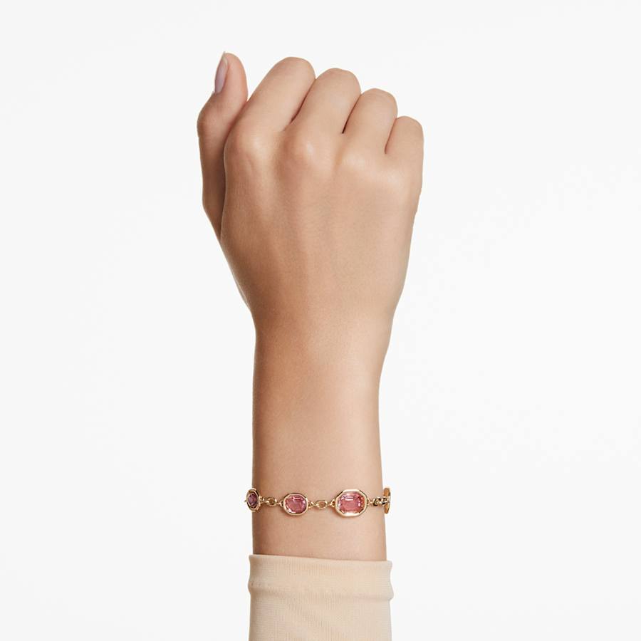 PULSERA SWAROVSKI IMBER TALLA OCTOGONAL, ROSA, BAÑO TONO ORO, TALLA M