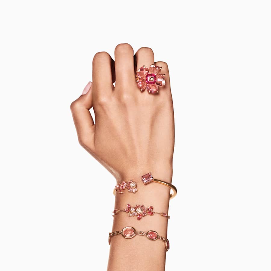 PULSERA SWAROVSKI IMBER TALLA OCTOGONAL, ROSA, BAÑO TONO ORO, TALLA M