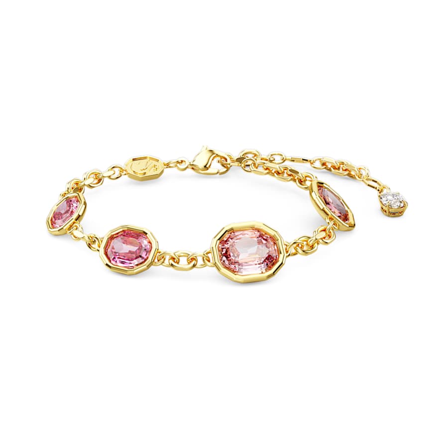 PULSERA SWAROVSKI IMBER TALLA OCTOGONAL, ROSA, BAÑO TONO ORO, TALLA M