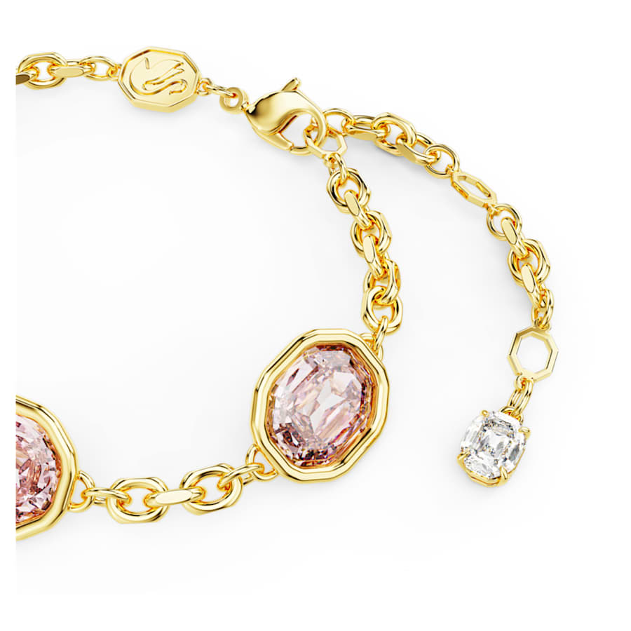 PULSERA SWAROVSKI IMBER TALLA OCTOGONAL, ROSA, BAÑO TONO ORO, TALLA M